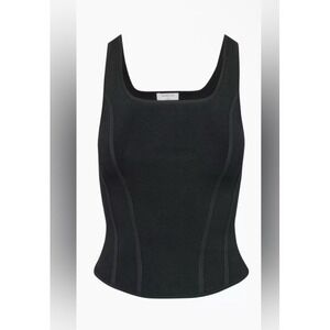 Babaton Aritzia Sculpt Knit Bustier Waist Tank Black Women's Size M
